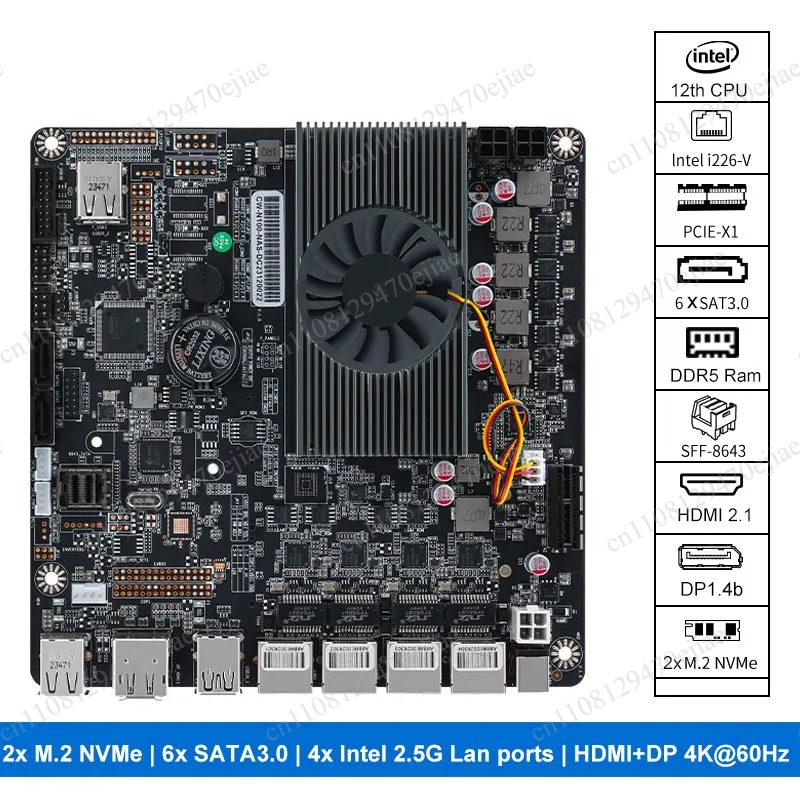 لوحة أم N100 Mini ITX NAS مع ذ - مراجعة Nas Motherboard N100 6 Sata وسعره