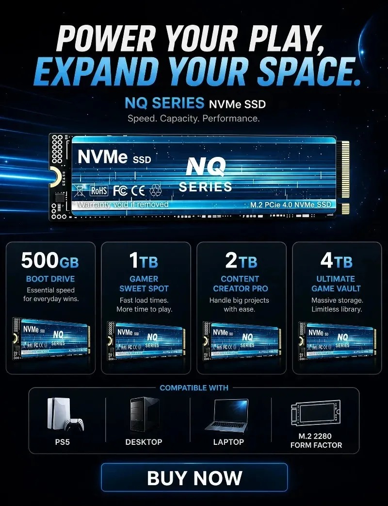 قرص SSD من نوع NQ بسعة 2 تيراب - مراجعة M.2 Nvme 4Tb Pcie 4.0 Ssd وسعره